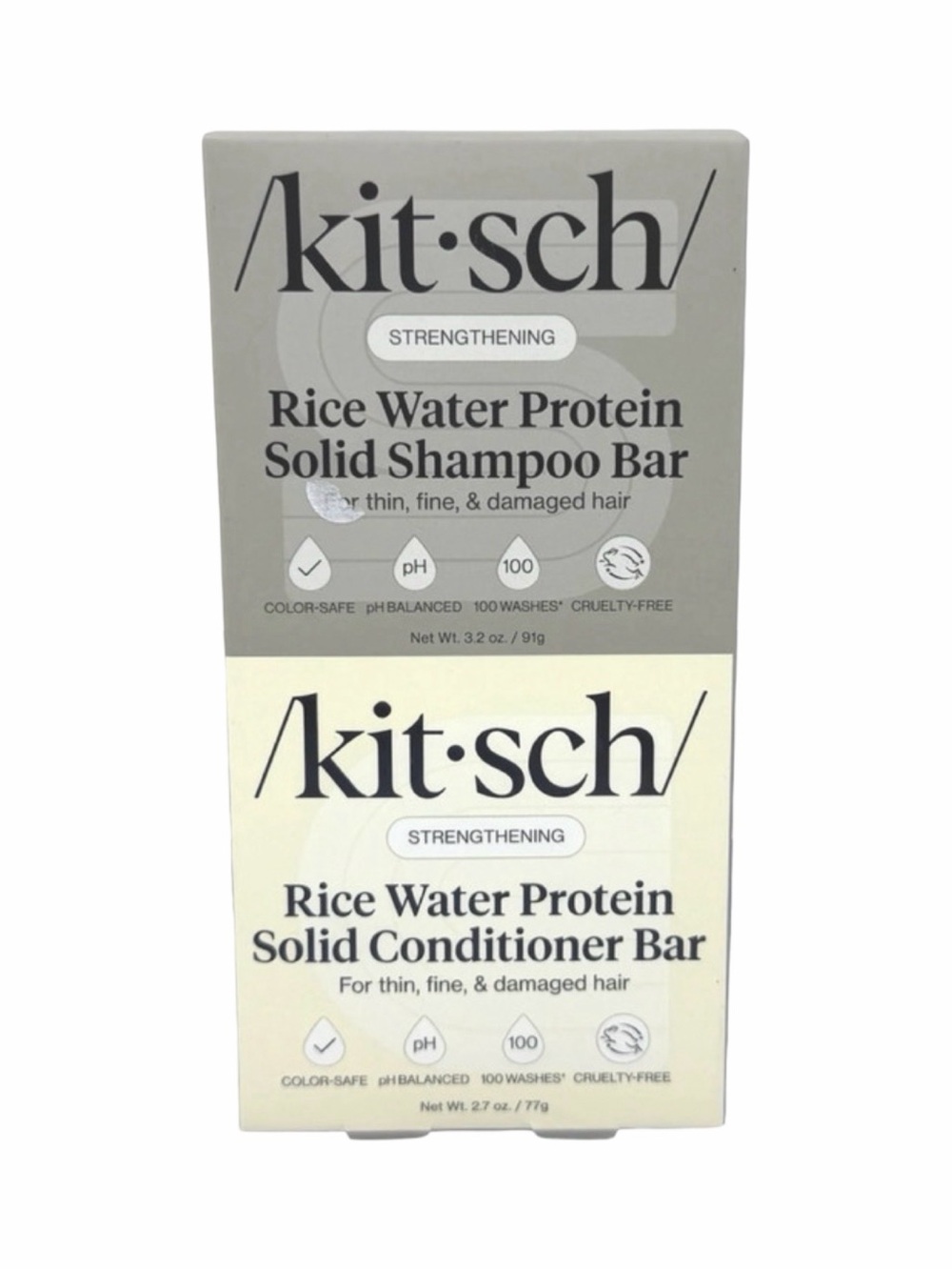 Kitsch Rice Water Protein Solid Shampoo & Conditioner Bar Duo